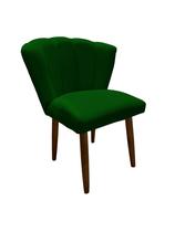 Cadeira de Jantar Estofada Pétala Tecido Suede Verde Pés Palito Kimi Decor