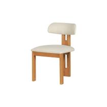 Cadeira de Jantar Estofada Trina - Tecido Bege - Meu Móvel de Madeira