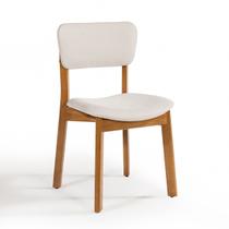 Cadeira de Jantar Frame em Madeira Estofada Camurça Bege Claro N12 RMI Cadeira de Jantar Frame em Madeira Estofada Camurça Bege Claro N12 RMI