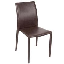 Cadeira de Jantar Glam em material ecológico Café 90,5x46,5x43