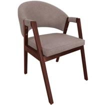 Cadeira de Jantar Hellen Base em Madeira Mel Linho Café Cadeira de Jantar Hellen Base em Madeira Mel Linho Café