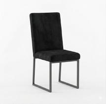 Cadeira De Jantar Industrial Estofada Suede Base Ferro Moderna Luxo Sala Cozinha Gourmet