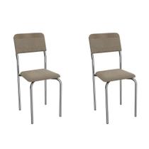 Cadeira de Jantar Kappesberg Ibiza de Metal com Assento Estofado Cor Linho Fendi 2 Unidades