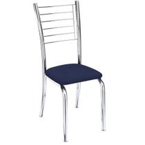 Cadeira de Jantar Lara cromada para cozinha Assento material sintético Azul Marinho - Aurora Line Cadeira de Jantar Lara cromada para cozinha Assento material sintético Azul Marinho - Aurora Line