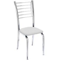Cadeira de Jantar Lara cromada para cozinha Assento sintético branco - Aurora Line Cadeira de Jantar Lara cromada para cozinha Assento sintético branco - Aurora Line