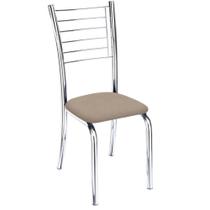 Cadeira de Jantar Lara cromada para cozinha suede bege - Aurora Line Cadeira de Jantar Lara cromada para cozinha suede bege - Aurora Line