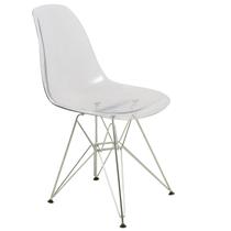 Cadeira de jantar LeisureMod Cresco Modern Acrylic Clear Chrome Cadeira de jantar LeisureMod Cresco Modern Acrylic Clear Chrome
