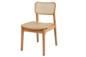 Cadeira de Jantar Livia Madeira Amêndoa com Encosto Ergonomico em Palhinha