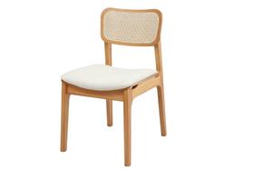Cadeira de Jantar Livia Madeira Amêndoa com Encosto Ergonomico em Palhinha