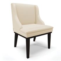 Cadeira de Jantar Liz material sintético Bege Base Fixa Madeira Preto - D'Rossi