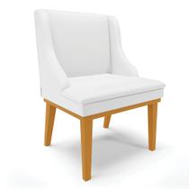 Cadeira de Jantar Liz material sintético Branco Base Fixa Madeira Castanho - D'Rossi