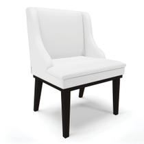 Cadeira de Jantar Liz material sintético Branco Base Fixa Madeira Preto - D'Rossi