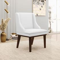 Cadeira de Jantar Liz material sintético Branco Base Fixa Madeira Tabaco D03 - D'Rossi Cadeira de Jantar Liz material sintético Branco Base Fixa Madeira Tabaco D03 - D'Rossi