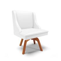 Cadeira de Jantar Liz material sintético Branco Base Giratória de Madeira MM35 - D'Rossi