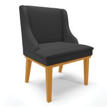 Cadeira de Jantar Liz material sintético Preto Base Fixa Madeira Castanho - D'Rossi