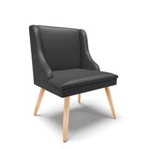 Cadeira de Jantar Liz material sintético Preto Pés Palito Natural - D'Rossi