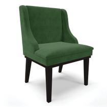 Cadeira De Jantar Liz Suede Base Fixa Madeira Preto Verde