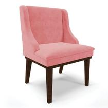 Cadeira De Jantar Liz Suede Base Fixa Madeira Tabaco Rose Cadeira De Jantar Liz Suede Base Fixa Madeira Tabaco Rose