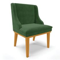 Cadeira de Jantar Liz Suede Verde Base Fixa Madeira Castanho - D'Rossi