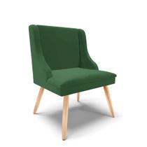 Cadeira de Jantar Liz Veludo Verde Esmeralda Pés Palito Natural - D'Rossi