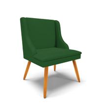 Cadeira de Jantar Liz Veludo Verde Luxo A136 Pés Palito Castanho - D'Rossi