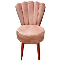 Cadeira de Jantar Luxo Estofada Veludo Rosê Pés Palito