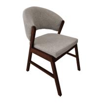 Cadeira de Jantar Madeira Maciça Castanho Premium Débora Linho Bege