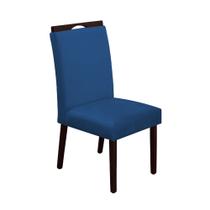 Cadeira de Jantar Madeira Maciça Castanho Premium Heloísa Veludo Azul Cadeira de Jantar Madeira Maciça Castanho Premium Heloísa Veludo Azul