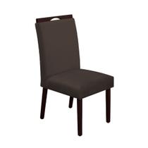 Cadeira de Jantar Madeira Maciça Castanho Premium Heloísa Veludo Marrom