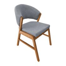 Cadeira de Jantar Madeira Maciça Cerejeira Premium Débora Linho Cinza