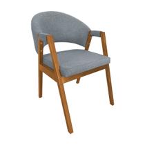 Cadeira de Jantar Madeira Maciça Cerejeira Premium Helen Linho Cinza Cadeira de Jantar Madeira Maciça Cerejeira Premium Helen Linho Cinza