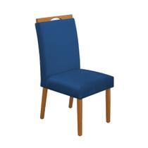 Cadeira de Jantar Madeira Maciça Cerejeira Premium Heloísa Veludo Azul
