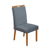 Cadeira de Jantar Madeira Maciça Cerejeira Premium Heloísa Veludo Cinza