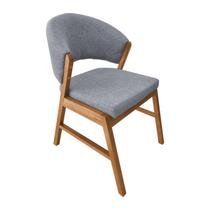 Cadeira de Jantar Madeira Maciça Débora Linho Premium Cor da Estrutura:CerejeiraCor do Assento:Cinza Linho