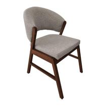 Cadeira de Jantar Madeira Maciça Débora Linho Premium Cor da Estrutura:MelCor do Assento:Bege Linho