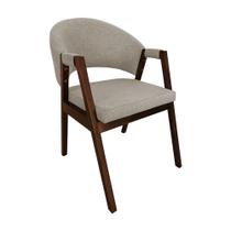 Cadeira de Jantar Madeira Maciça Mel Premium Helen Linho Bege Cadeira de Jantar Madeira Maciça Mel Premium Helen Linho Bege