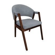 Cadeira de Jantar Madeira Maciça Mel Premium Helen Linho Cinza Cadeira de Jantar Madeira Maciça Mel Premium Helen Linho Cinza