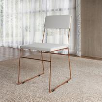 Cadeira de Jantar Málaga Assento material sintético Branco Base Cobre