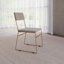 Cadeira de Jantar Málaga Assento Veludo Base Cobre para Mesa Sala Cozinha Conforto - Cobre/bege Cadeira de Jantar Málaga Assento Veludo Base Cobre para Mesa Sala Cozinha Conforto - Cobre/bege