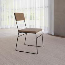 Cadeira de Jantar Málaga Estofada Assento Veludo para Mesa Sala de Jantar Cozinha Conforto - Marrom