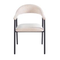 Cadeira De Jantar Mara Com Braço Bege Estofado Waw Design