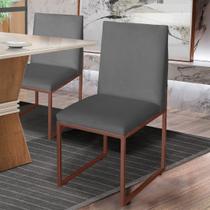 Cadeira de Jantar Metálica Bronze com Suede Cinza Garden - Mafer - Móveis Mafer