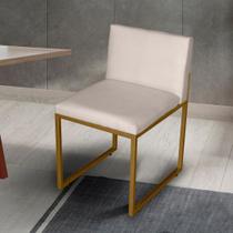 Cadeira de Jantar Metálica Dourado com Suede Bege Vittar - Mafer