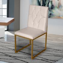 Cadeira de Jantar Metálica Dourado com Suede Malta - Mafer - Móveis Mafer