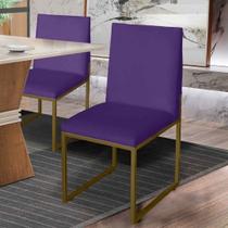 Cadeira de Jantar Metálica Dourado com Suede Roxo Garden - Mafer