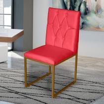 Cadeira de Jantar Metálica Dourado com Suede Vermelho Malta - Mafer