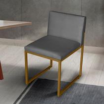 Cadeira de Jantar Metálica Dourado com Suede Vittar - Mafer