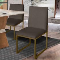Cadeira de Jantar Metálica Dourado Suede Garden - Mafer