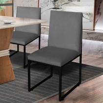 Cadeira de Jantar Metálica Preto com Suede Cinza Garden - Mafer - Móveis Mafer