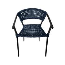 Cadeira de Jantar Moderna Corda Naútica Base Alumínio Sofia - Azul Cadeira de Jantar Moderna Corda Naútica Base Alumínio Sofia - Azul
